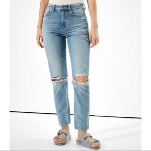 AE High Waist Distressed Mom Jean